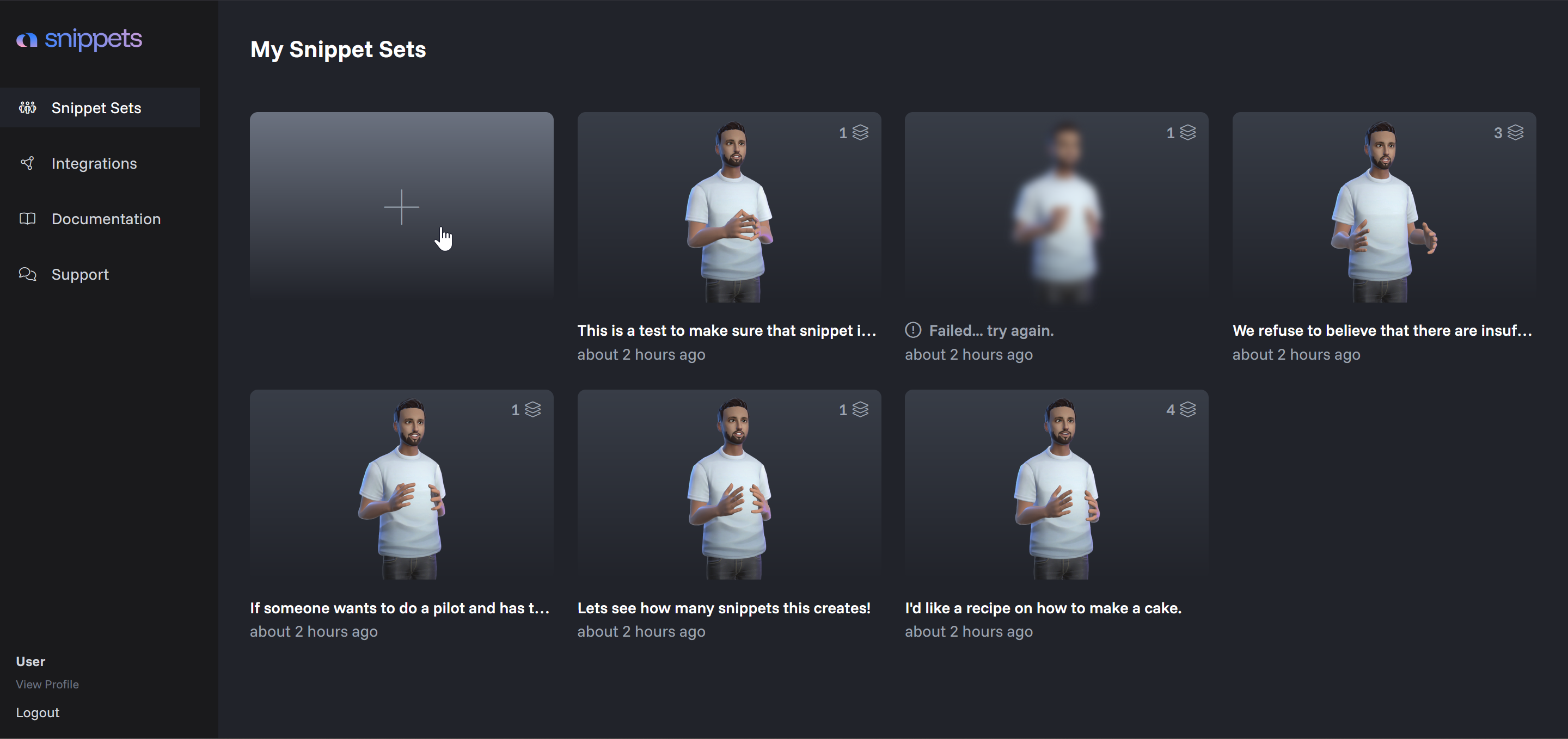 New Snippet Set Button Placeholder